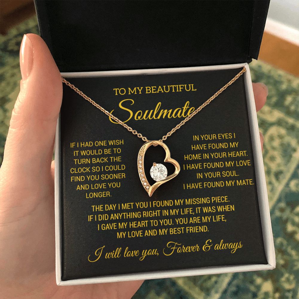 To My Soulmate Necklace, Wife Necklace Gift for Fiancée, Gifts for Her