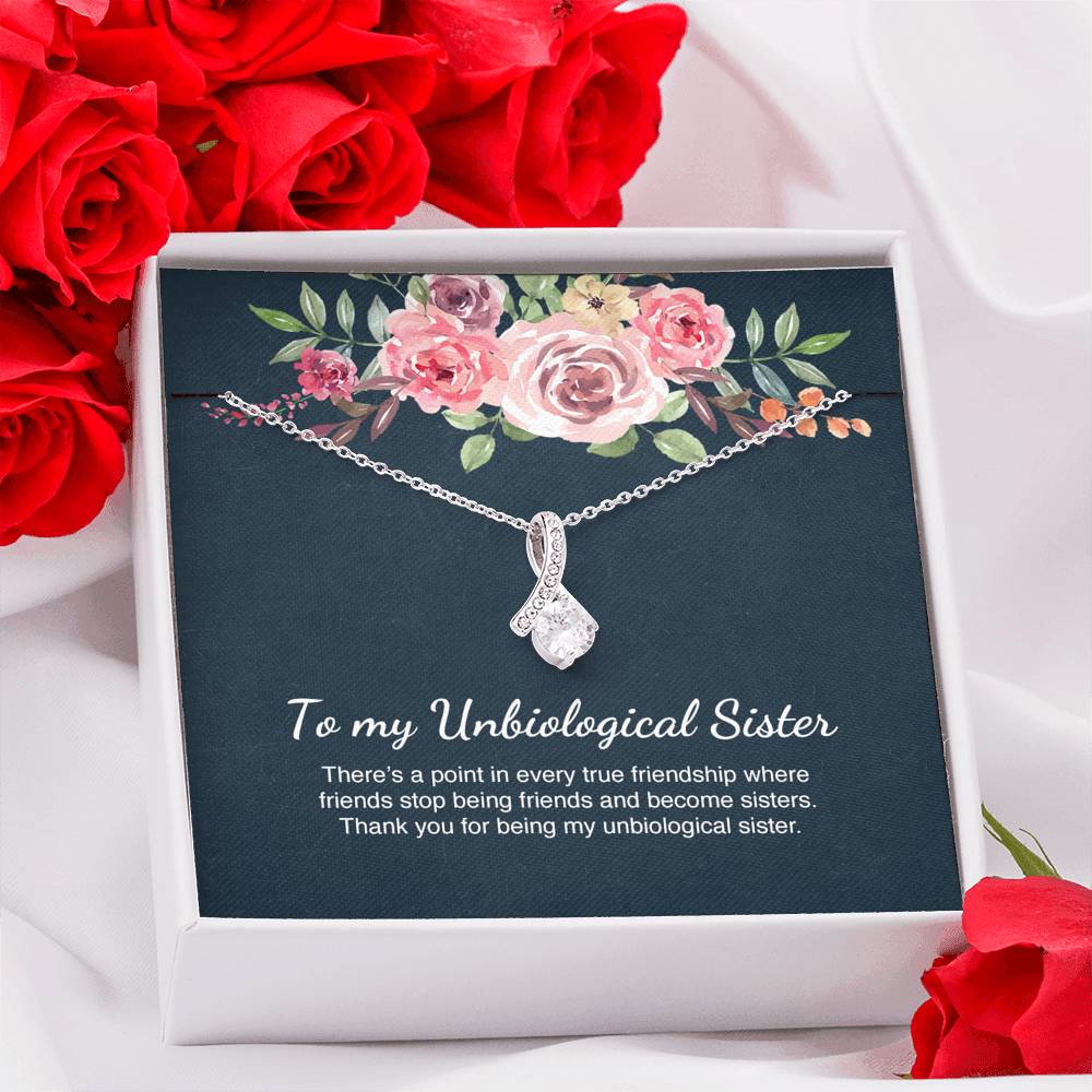 Unbiological Sister Gift Best Friend Alluring Beauty Necklace Message Card