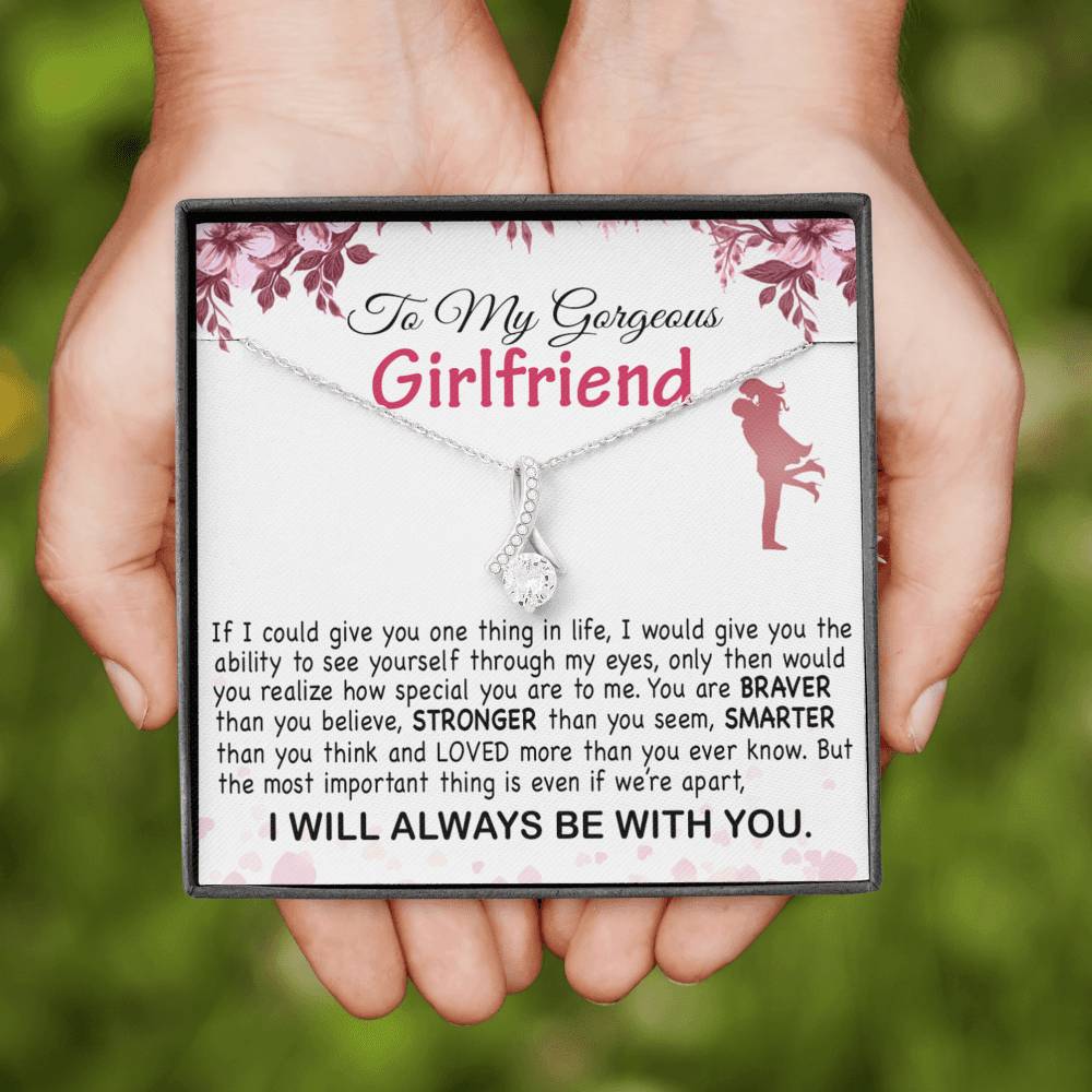 To My Girlfriend Interlocking Heart Necklace Gift for Valentine Birthday