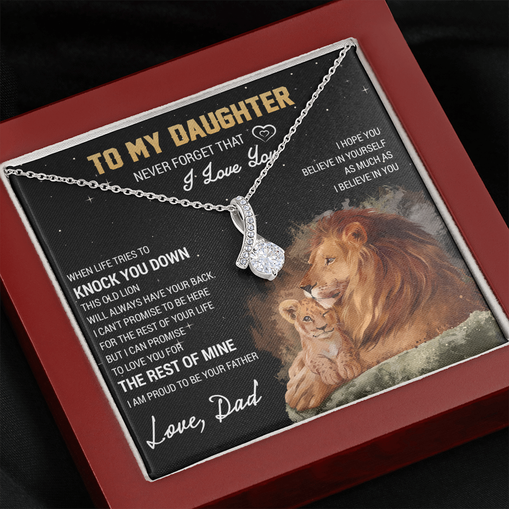 To My Daughter Necklace, Gift For Daughter From Dad, Daughter Father Lion