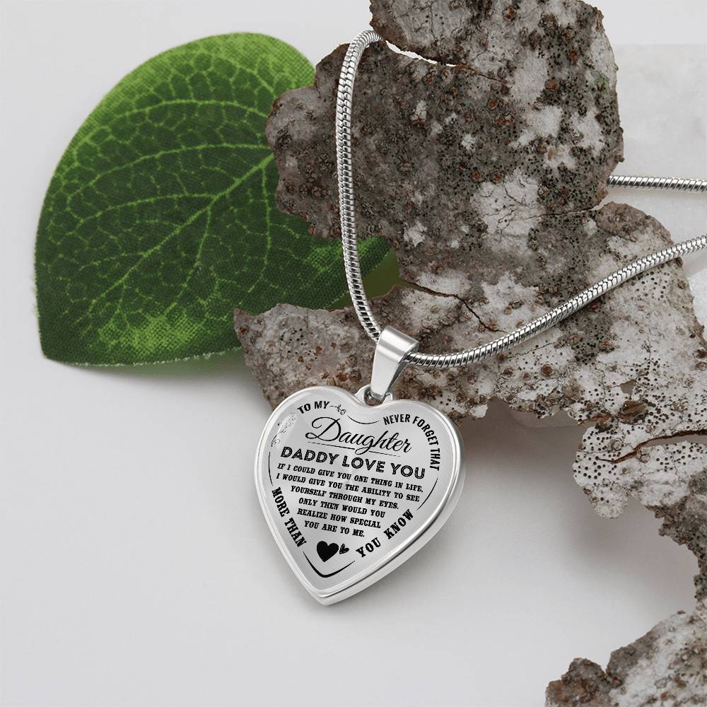 To My Daughter Necklace Pendant - Daddy Loves You -Necklace for Teen Girl