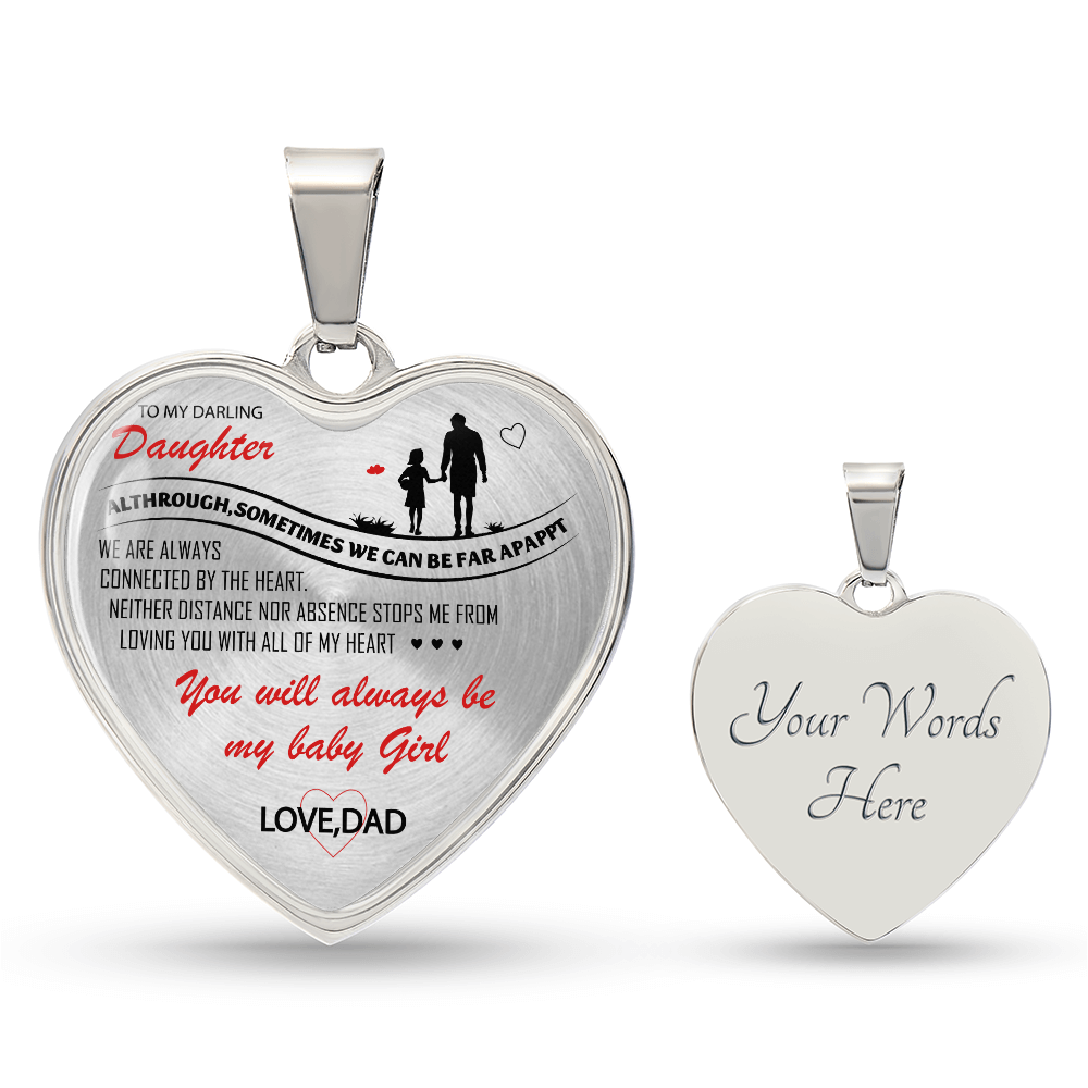 To my Darling Daughter Love DAD Luxury Heart Shaped Necklace Anniversary Gift NEW