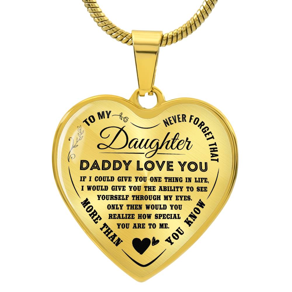 To My Daughter Necklace Pendant - Daddy Loves You -Necklace for Teen Girl