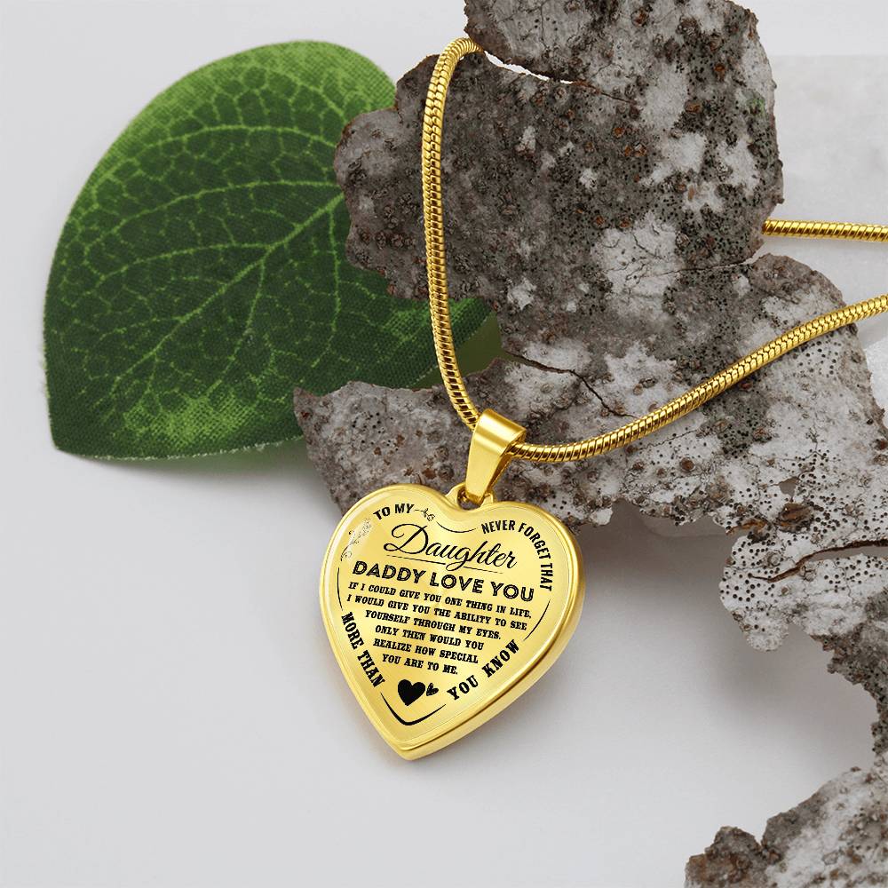 To My Daughter Necklace Pendant - Daddy Loves You -Necklace for Teen Girl