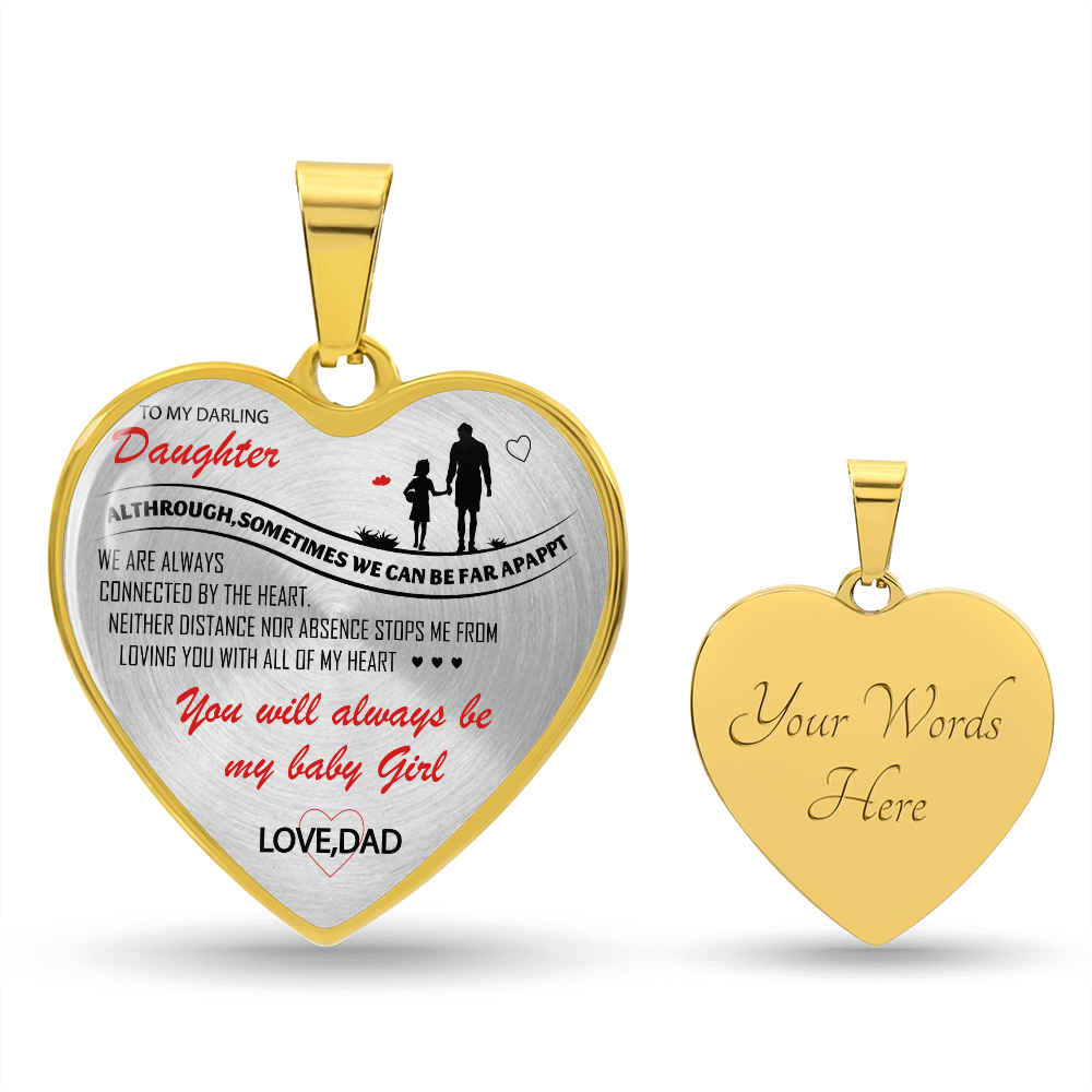 To my Darling Daughter Love DAD Luxury Heart Shaped Necklace Anniversary Gift NEW