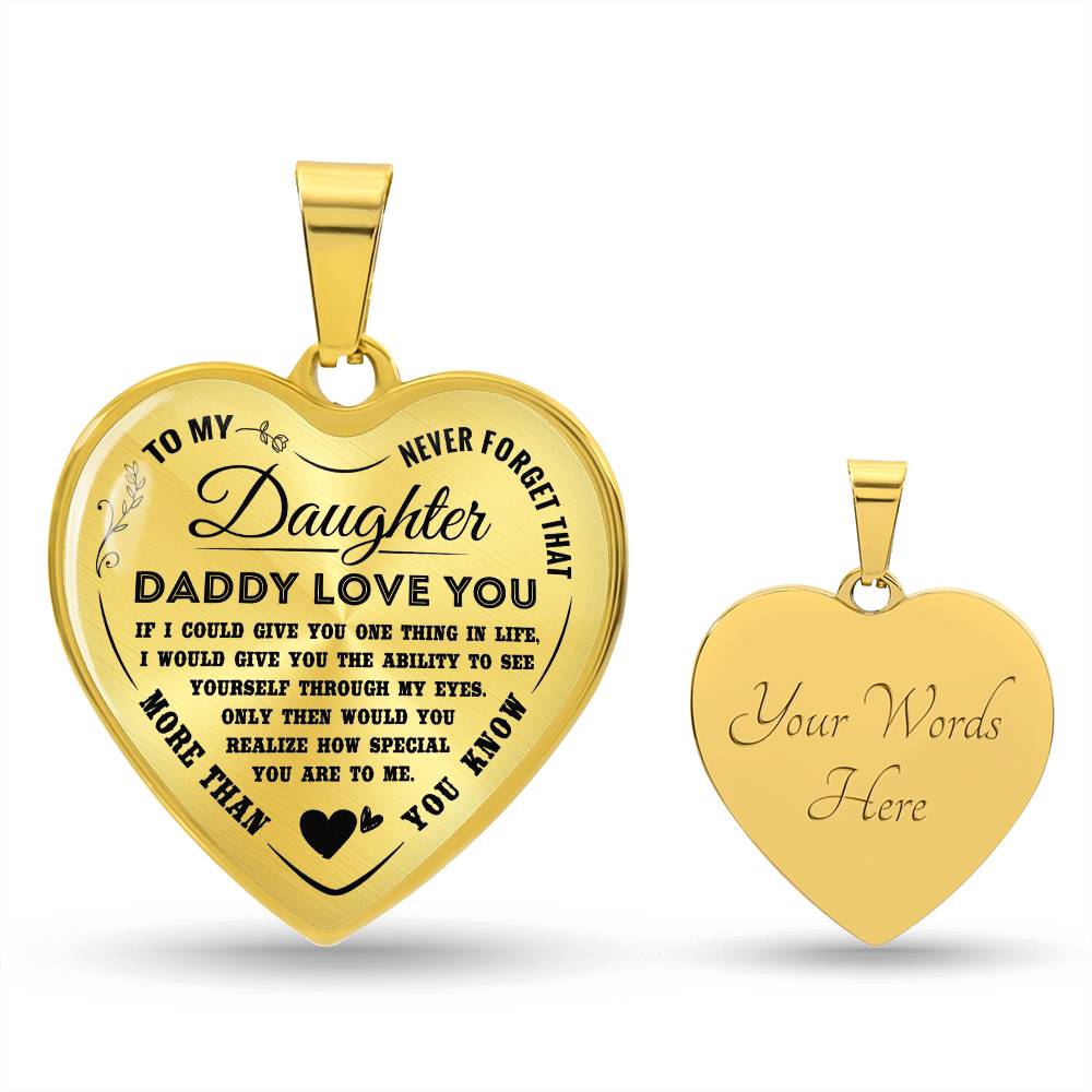 To My Daughter Necklace Pendant - Daddy Loves You -Necklace for Teen Girl