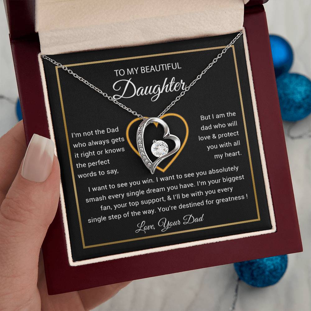 To My Daughter Necklace, Gift for Daughter from Dad, Father Daughter Necklace 9_6_Black