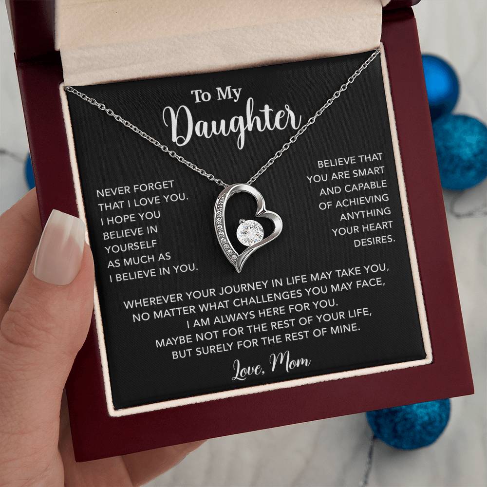 To My Daughter Necklace, Gift for Daughter from Mom, Mother Daughter Necklace 18_5_Black