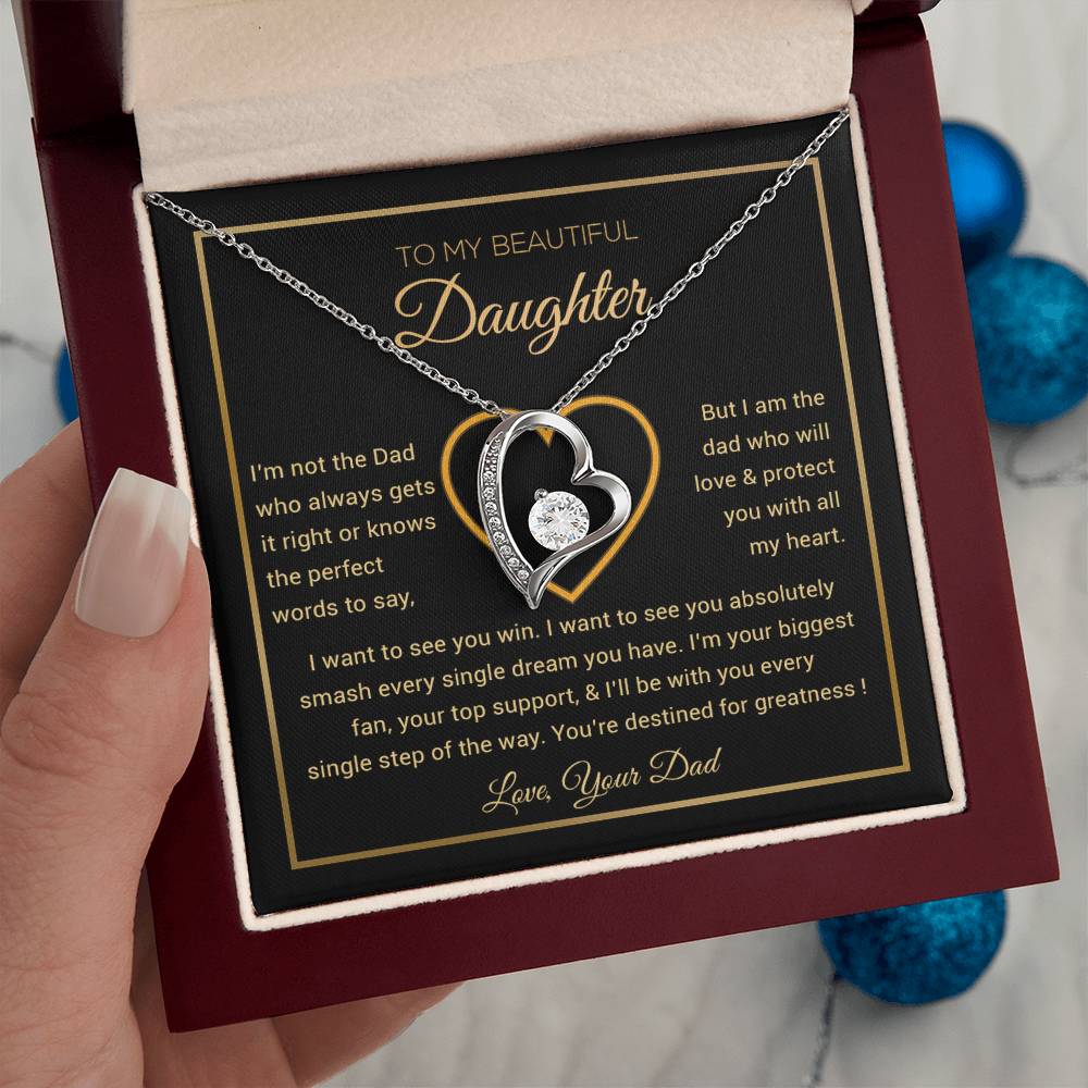 To My Daughter Necklace, Gift for Daughter from Dad, Father Daughter Necklace 9_6_Gold
