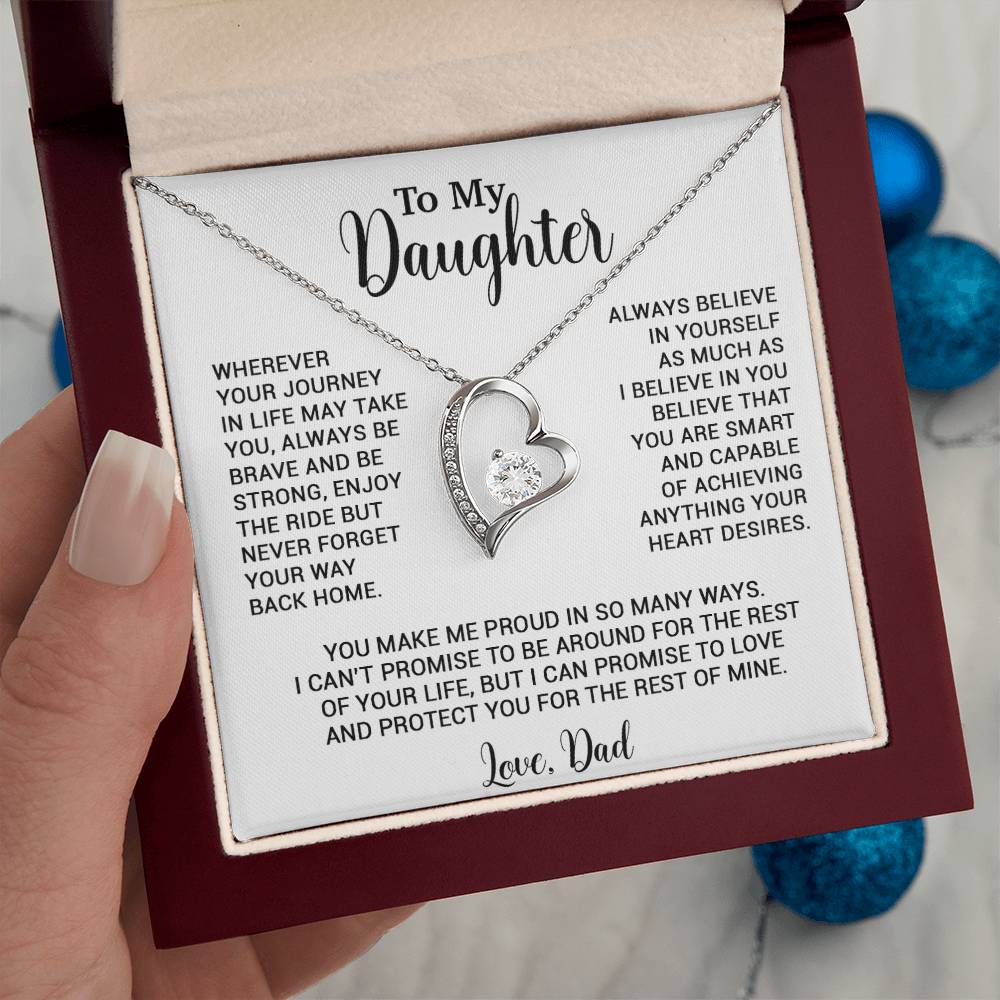 To My Daughter Necklace, Gift for Daughter from Dad, Father Daughter Necklace 3_6_White
