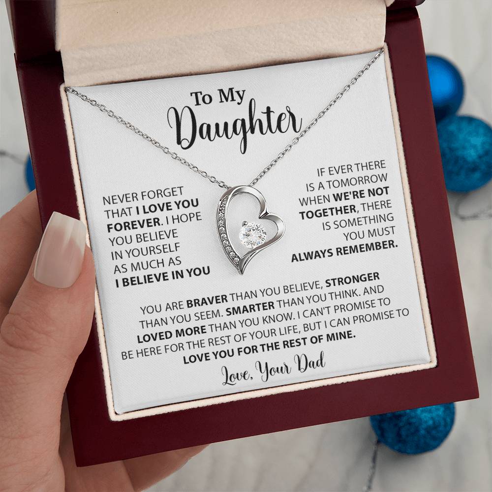To My Daughter Necklace Gift for Daughter from Dad,Daughter Father Necklace 14_4_White