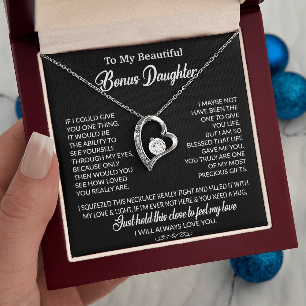 To My Bonus Daughter Necklace, Gift for Bonus Daughter, Step Daughter Birthday 1_10_Black