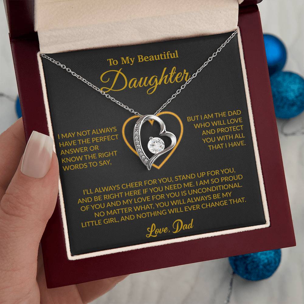 To My Daughter Necklace, Gift for Daughter from Dad, Father Daughter Necklace 7_6_Gold