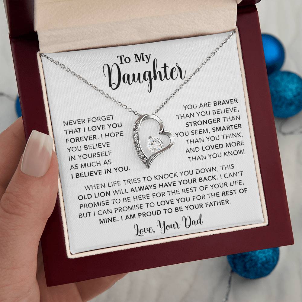 To My Daughter Necklace Gift for Daughter from Dad,Daughter Father Necklace 15_4_White
