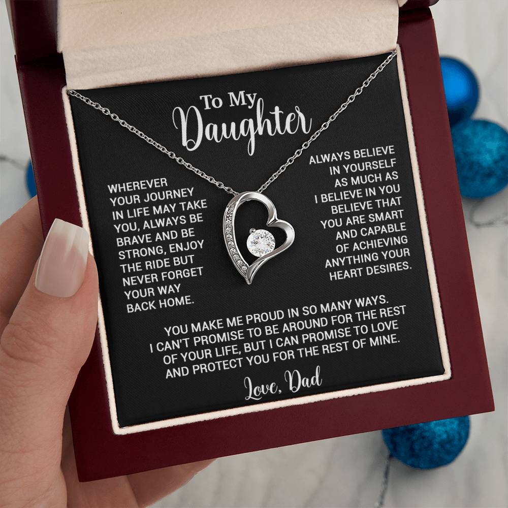 To My Daughter Necklace, Gift for Daughter from Dad, Father Daughter Necklace 3_6_Black