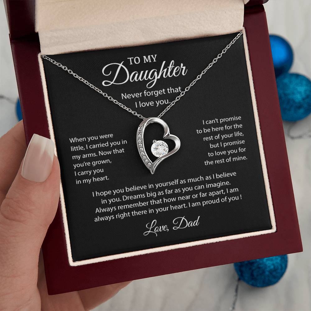 To My Daughter Necklace, Gift for Daughter from Dad, Father Daughter Necklace 10_6_Black