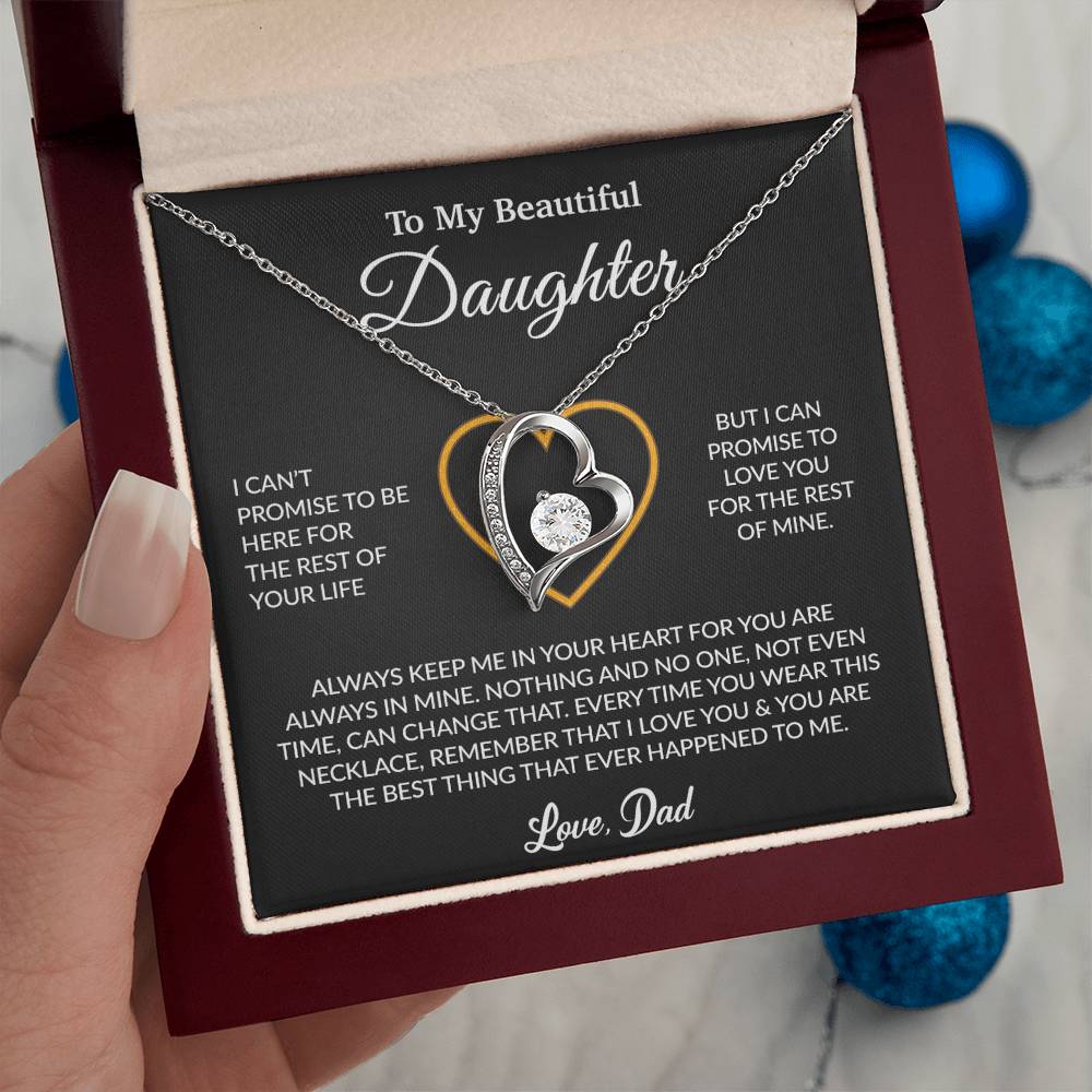 To My Daughter Necklace, Gift for Daughter from Dad, Father Daughter Necklace 6_6_Black