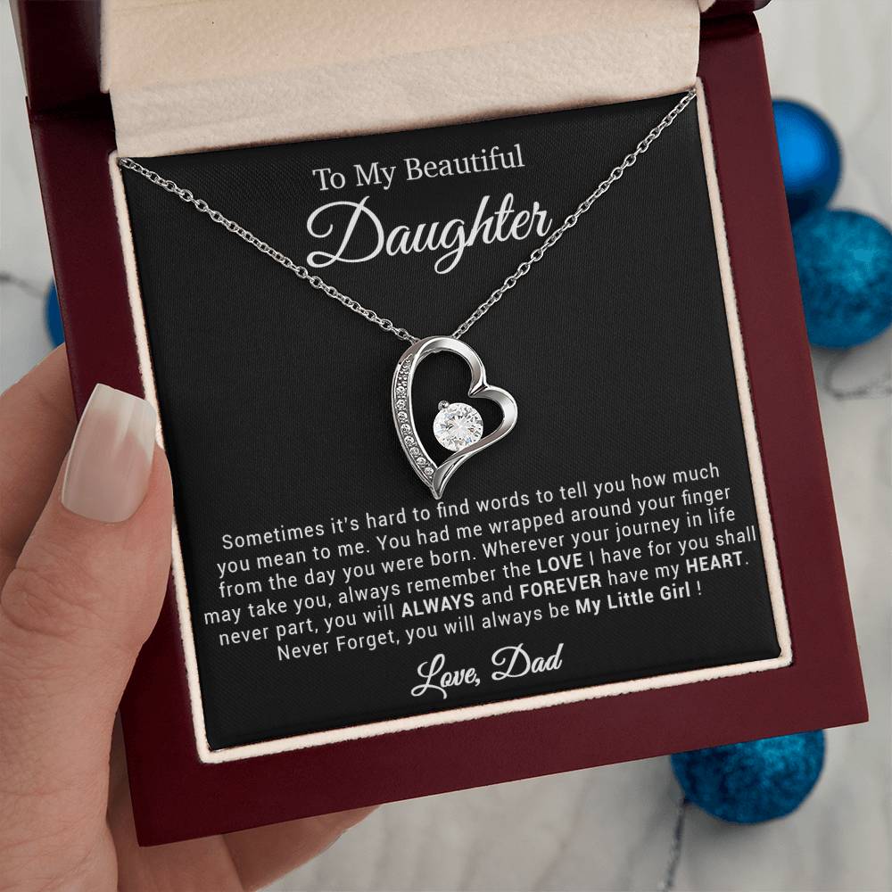 To My Daughter Necklace, Gift for Daughter from Dad, Father Daughter Necklace 21_4_Black