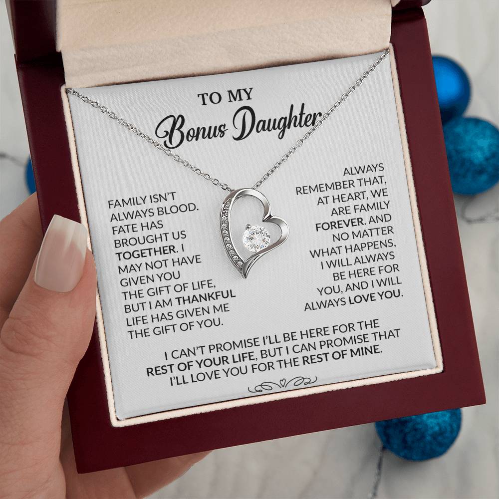 To My Bonus Daughter Necklace, Gift for Bonus Daughter, Step Daughter Birthday 30_9_White