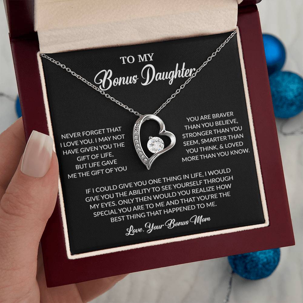 To My Bonus Daughter Necklace, Gift for Bonus Daughter, Step Daughter Birthday 5_6_Black