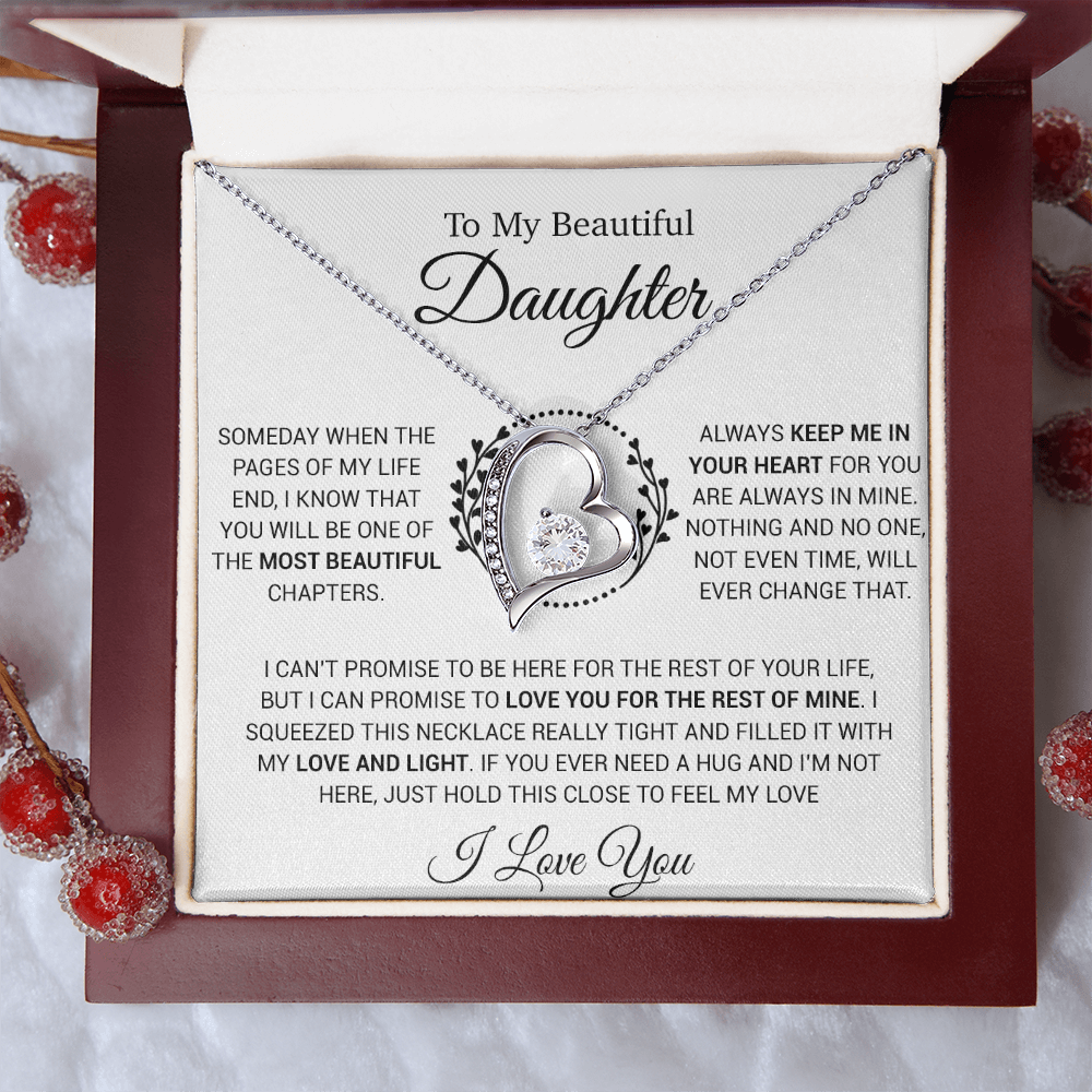 To My Daughter Necklace, Gift for Daughter from Dad, Daughter Father Necklace 16_12_White