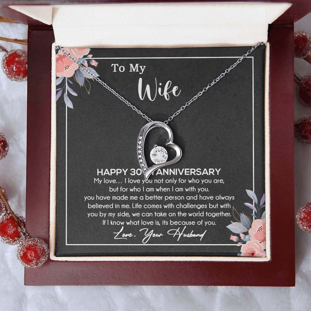 30th Anniversary Gift For Wife Necklace, 30 Year Anniversary, 30th Wedding Gift _Black