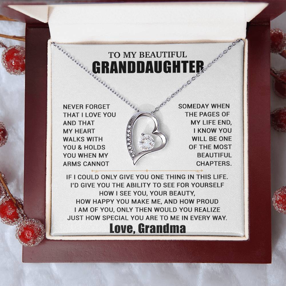 To My Granddaughter Necklace, Granddaughter Gift from Grandma, Christmas Gift 19_8_White