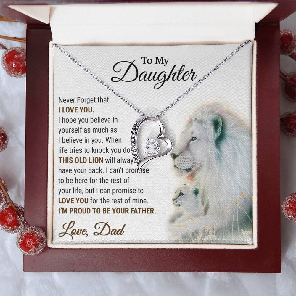 To My Daughter Necklace, Xmas Gift For Daughter From Dad, Daughter Father Lion