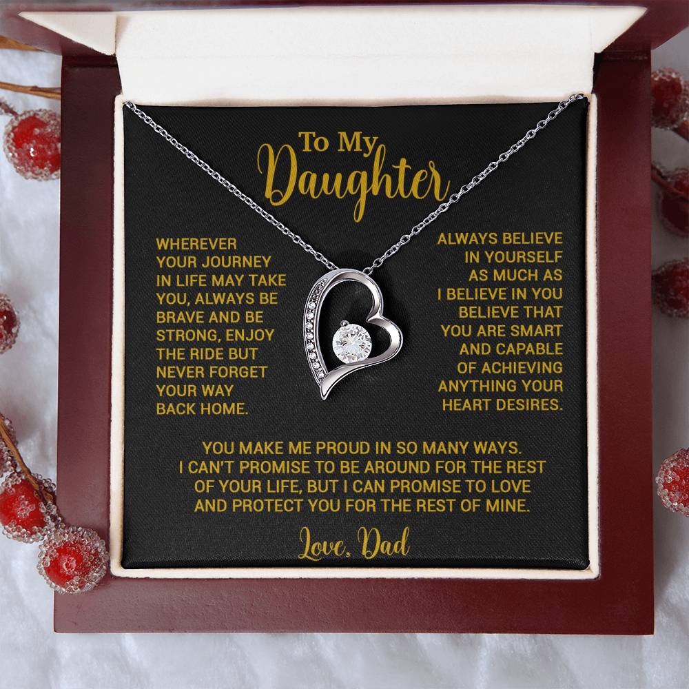 To My Daughter Necklace, Gift for Daughter from Dad, Father Daughter Necklace 3_6_Gold