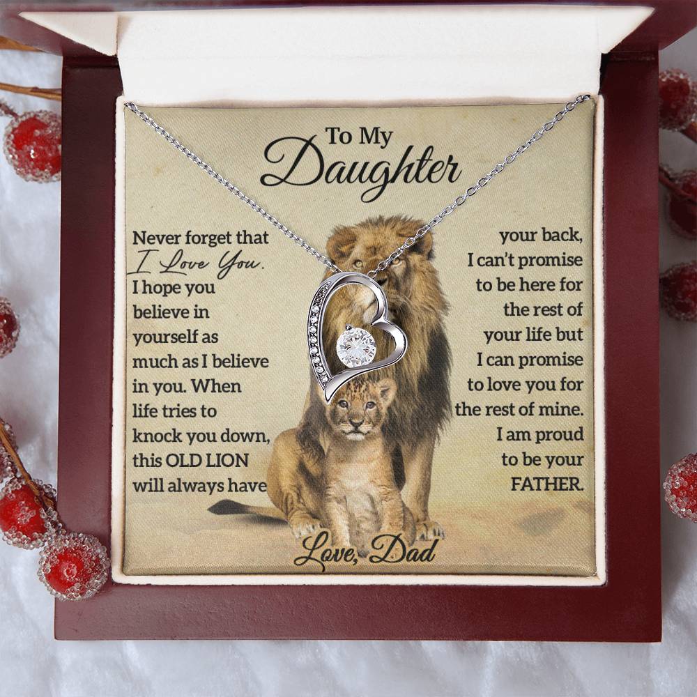 To My Daughter Lion Necklace, Daughter Birthday Gift, Lion Dad Gift