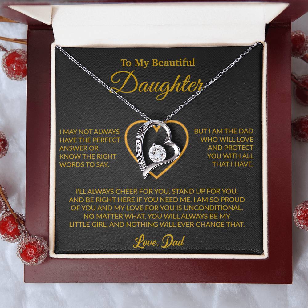 To My Daughter Necklace, Gift for Daughter from Dad, Father Daughter Necklace 7_6_Gold