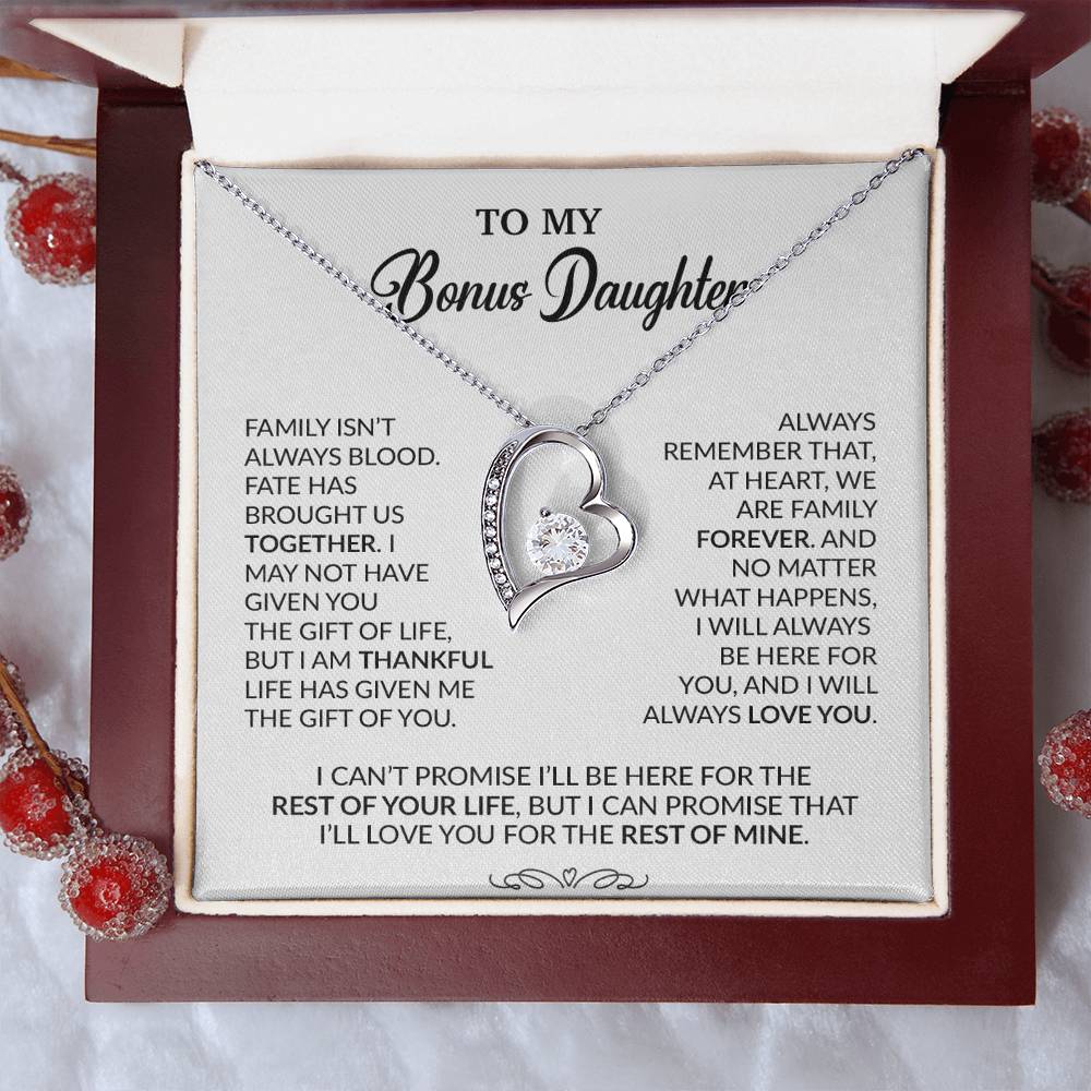 To My Bonus Daughter Necklace, Gift for Bonus Daughter, Step Daughter Birthday 30_9_White