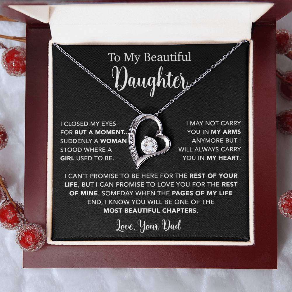 To My Daughter Necklace, Gift for Daughter from Dad, Father Daughter Necklace  22_5_Black