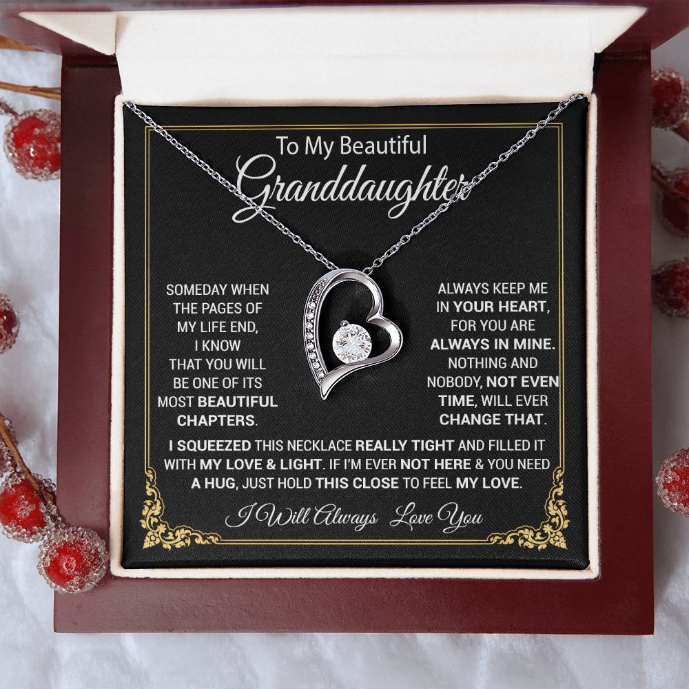 To My Granddaughter Necklace, Gift For Your Granddaughter, Christmas,Anniversary, Graduation_Black