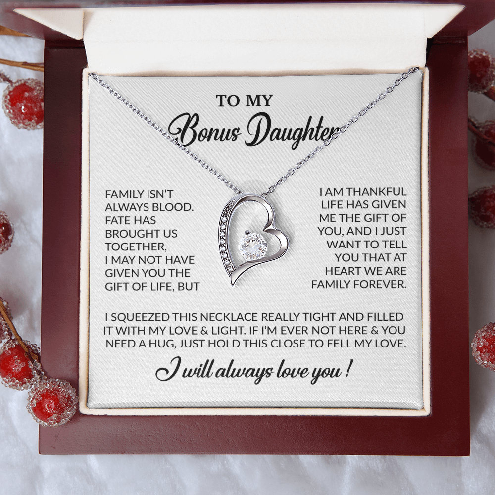 To My Bonus Daughter Necklace, Gift for Bonus Daughter, Step Daughter Birthday 7_11_White