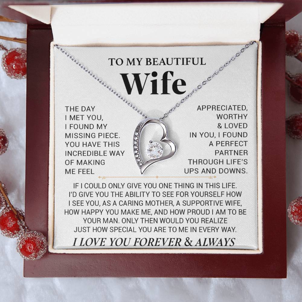 To My Wife Necklace, Anniversary Gift For Wife, Wife Birthday, Gift For Wife444_White