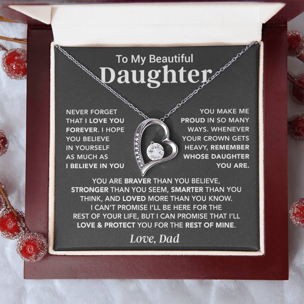 To My Daughter Necklace, Daughter Father Necklace, Daughter Gift From Dad_Gray