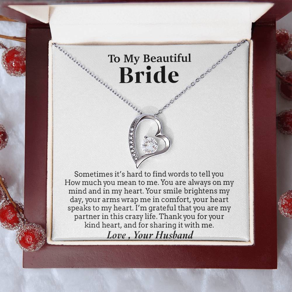 To My Beautiful Bride Necklace,Bride Wedding Necklace, Gift For Bride, Wedding Gift