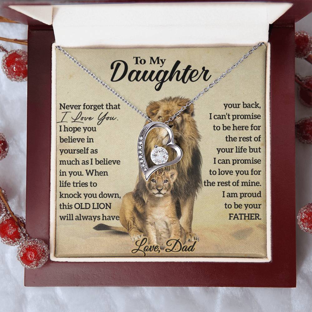 To My Daughter Lion Necklace, Daughter Birthday Gift, Lion Dad Gift