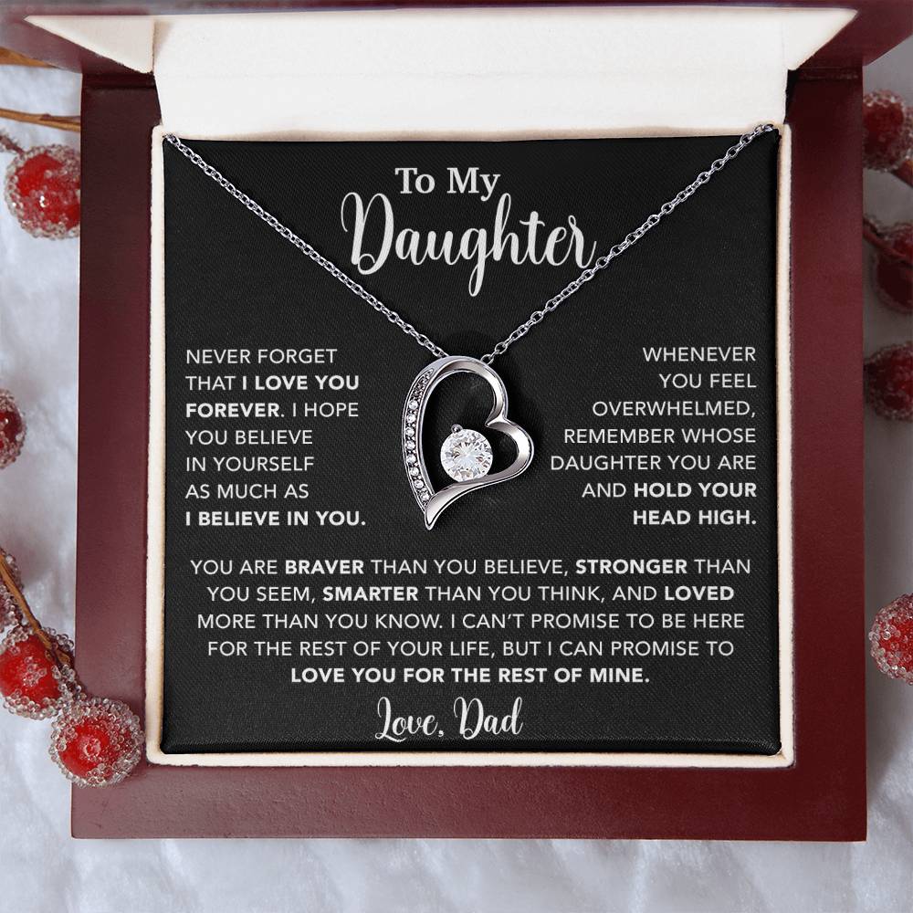 To My Daughter Necklace, Gift for Daughter from Dad, Father Daughter Necklace  9_4_Black