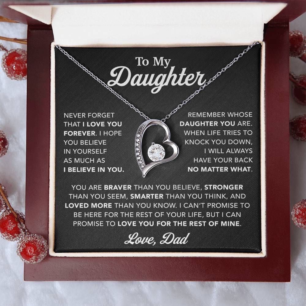 To My Daughter Necklace, Gift for Daughter from Dad, Father Daughter Necklace 25_2_Black
