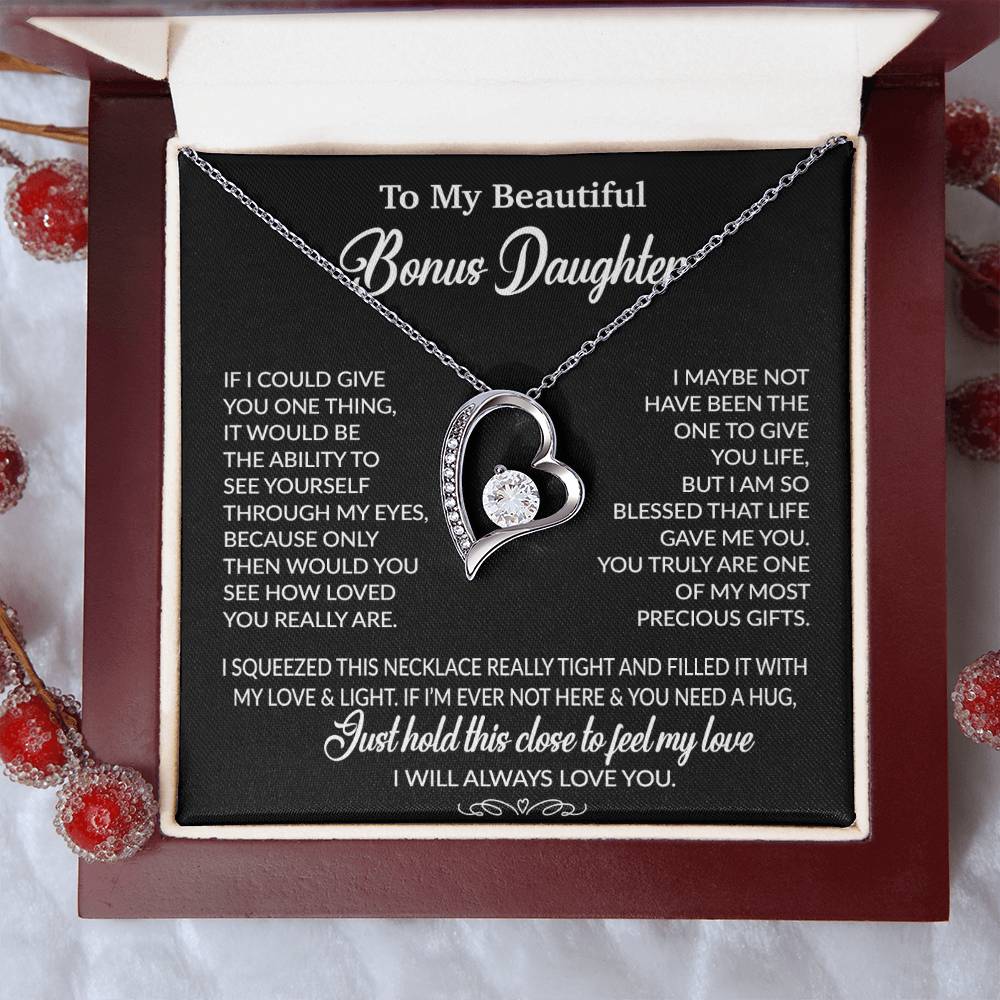 To My Bonus Daughter Necklace, Gift for Bonus Daughter, Step Daughter Birthday 1_10_Black