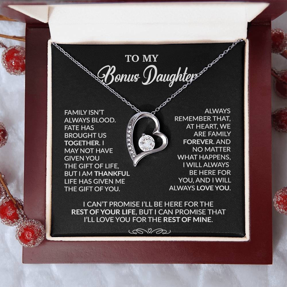 To My Bonus Daughter Necklace, Gift for Bonus Daughter, Step Daughter Birthday 30_9_Black