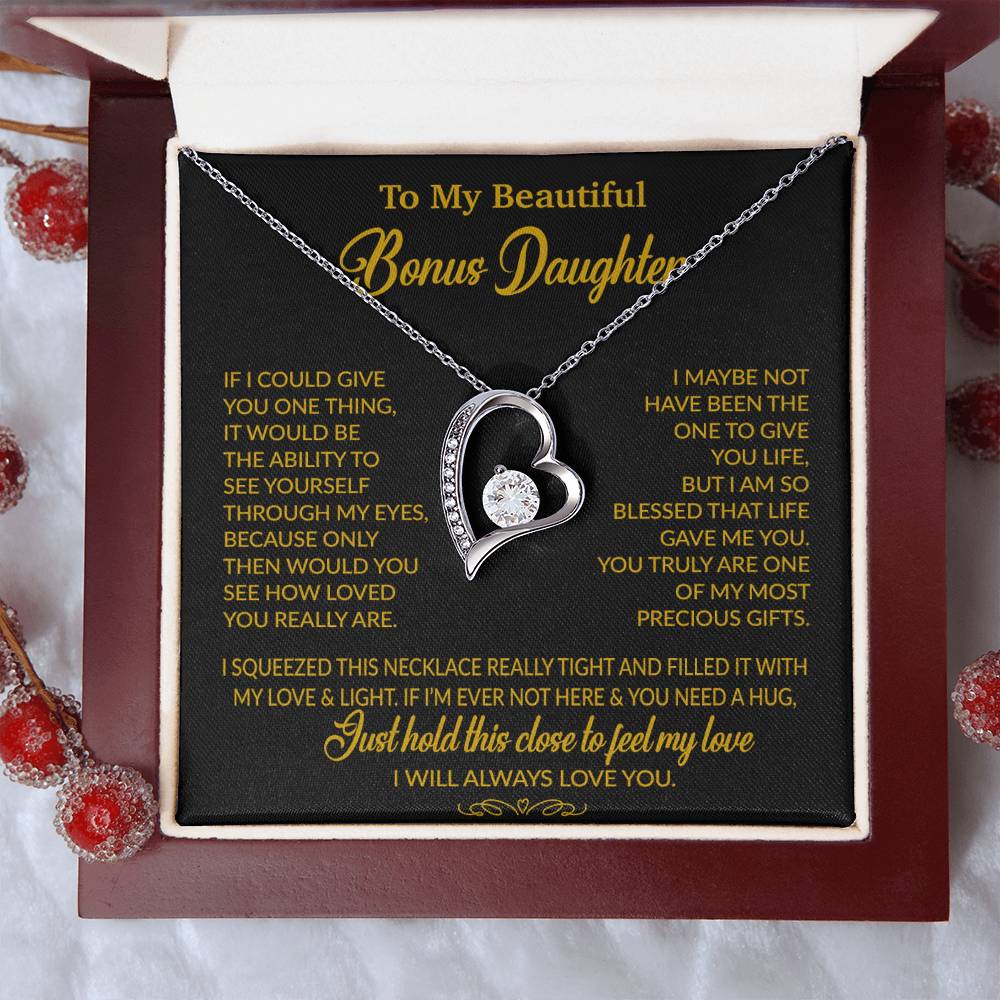To My Bonus Daughter Necklace, Gift for Bonus Daughter, Step Daughter Birthday 1_10_Gold