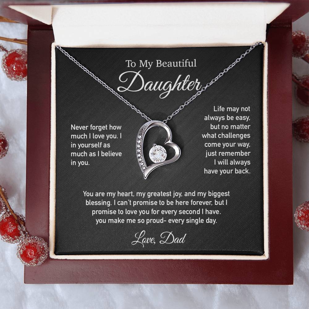 To My Daughter Necklace, Daughter Father Necklace, Daughter Gift From Dad 3_6_Black