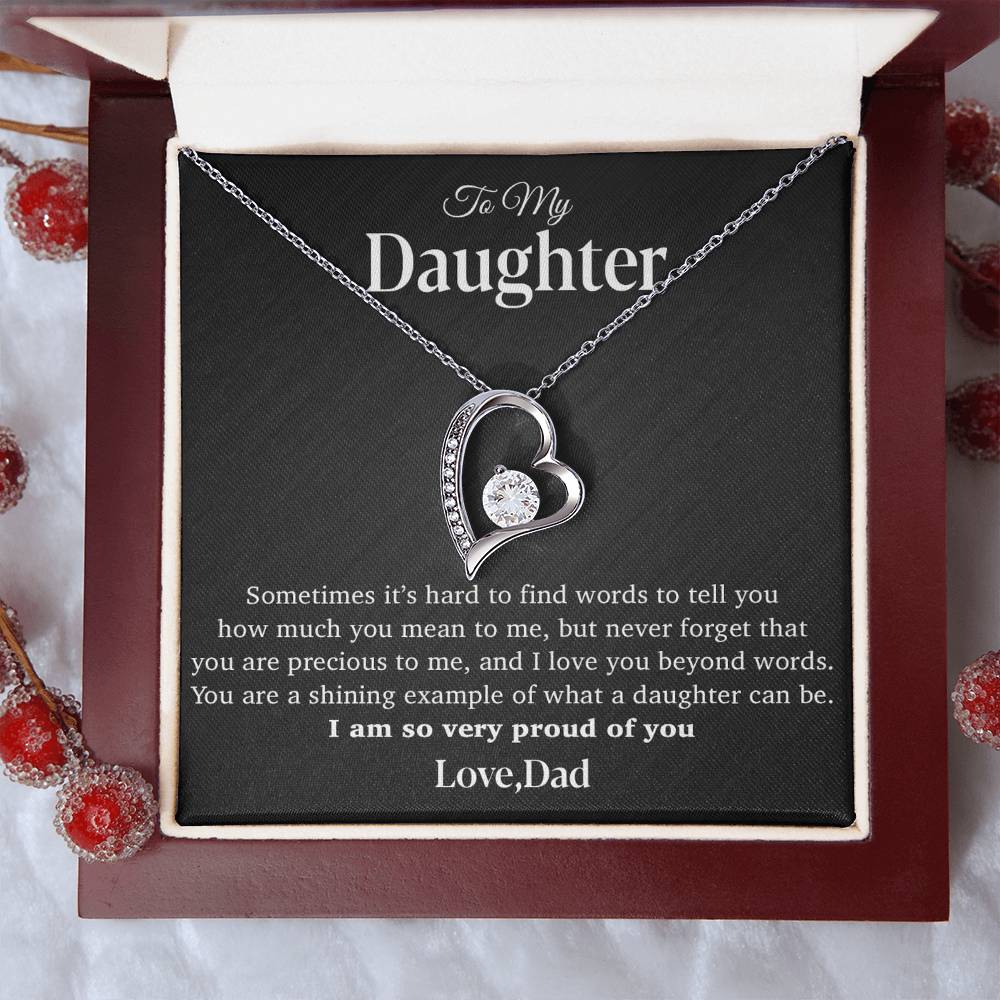 To My Daughter Necklace, Gift for Daughter from Dad, Father Daughter Necklace 12_4_Black