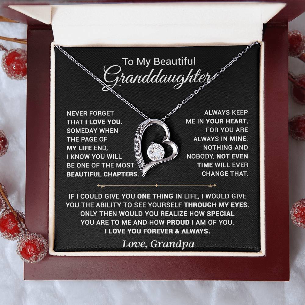To My Granddaughter Necklace, Xmas Birthday Gift For Granddaughter From Grandpa 13_9_Black