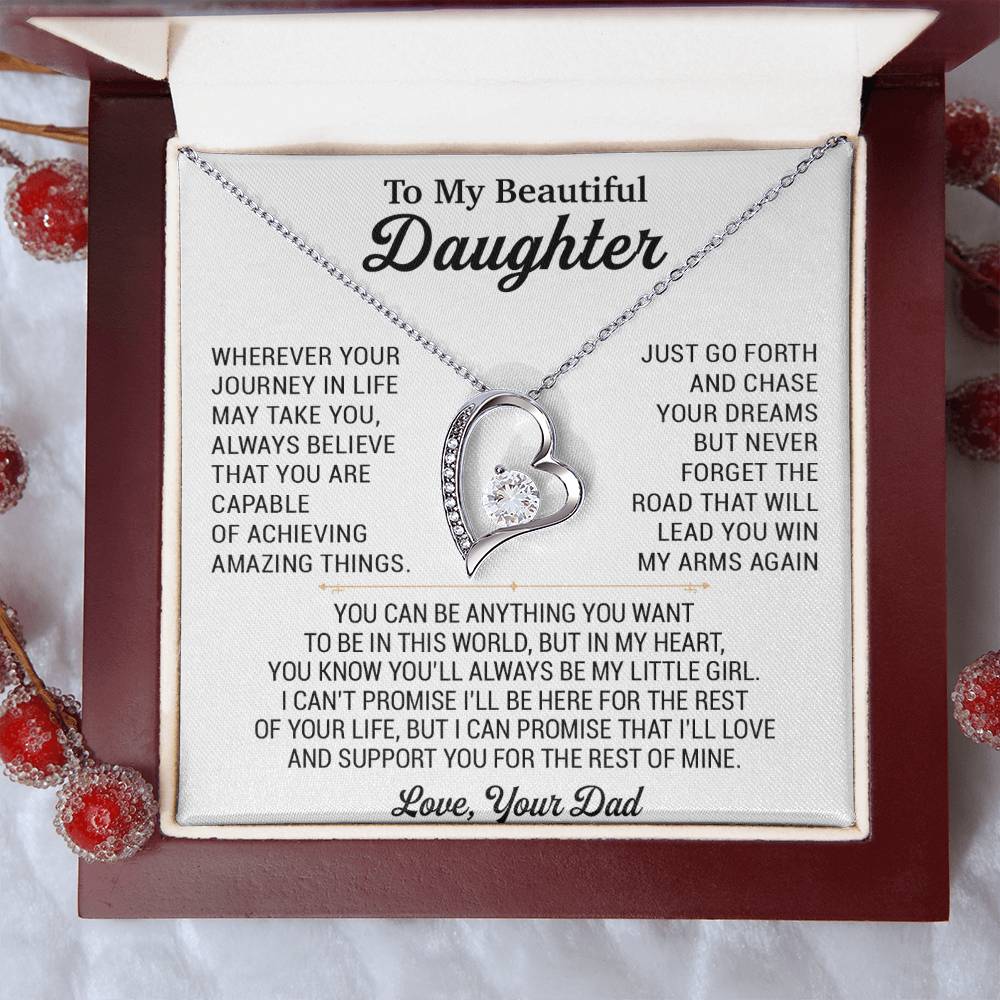 To My Daughter Necklace, Daughter Father Necklace, Daughter Gift From Dad 18_8_White
