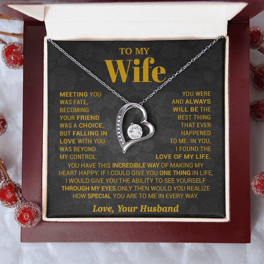 To My Wife Necklace, Meeting You Was Fate Love, Your Husband, Best Necklace For Wife_Gold