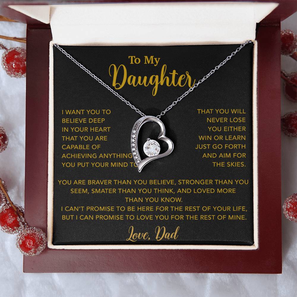 To My Daughter Necklace, Gift for Daughter from Dad, Father Daughter Necklace 18_5_Gold